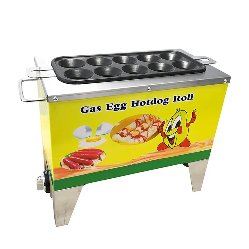 10 Holes Commercial Baked Egg Sausage Maker Hot Dogs Baking Machine Omelet Breakfast Eggs Roll Maker Omelette Master 220V