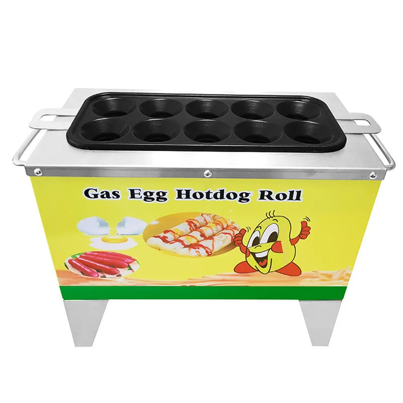 10 Holes Commercial Baked Egg Sausage Maker Hot Dogs Baking Machine Omelet Breakfast Eggs Roll Maker Omelette Master 220V