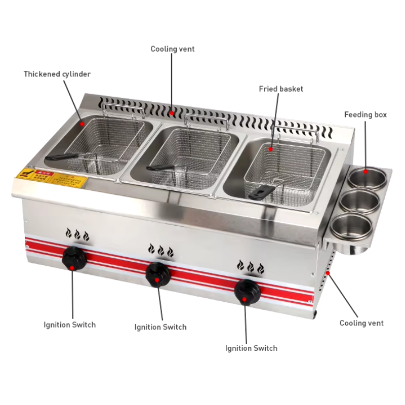 Countertop Propane Gas Fryer with 3 Tank