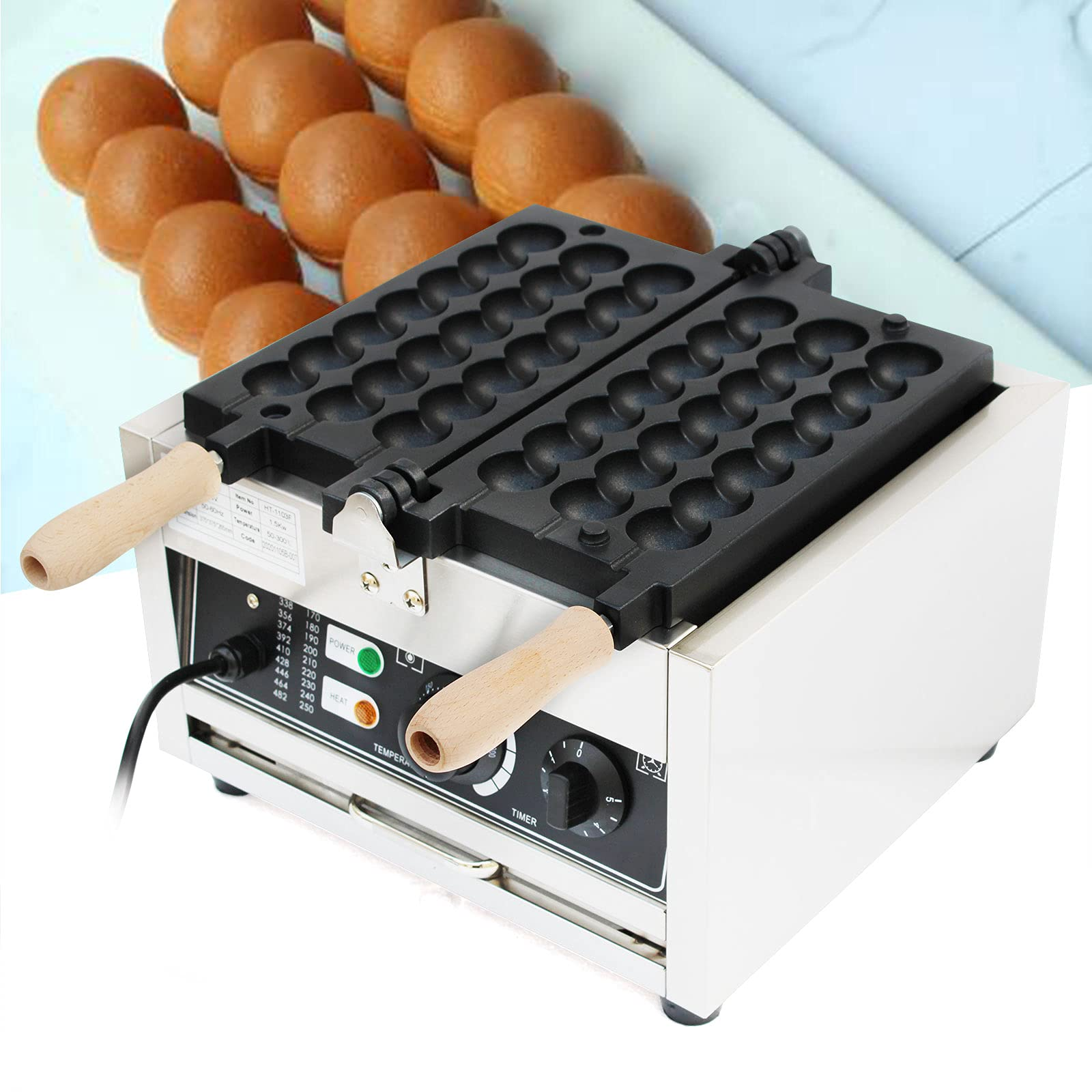 42pcs Commercial Waffle Ball Maker stick Electric Bubble Skewer Waffle Ball Machine