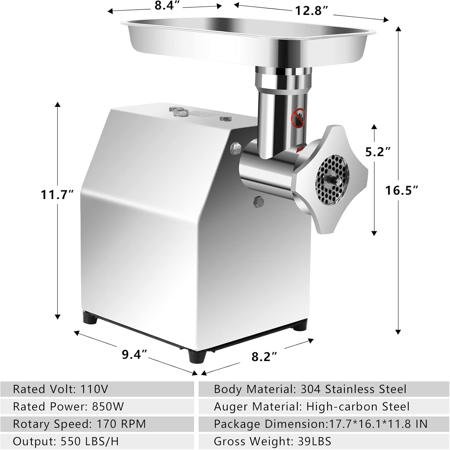 All Stainless Steel Meat Processing Machinery Meat Grinder Meat Cutter