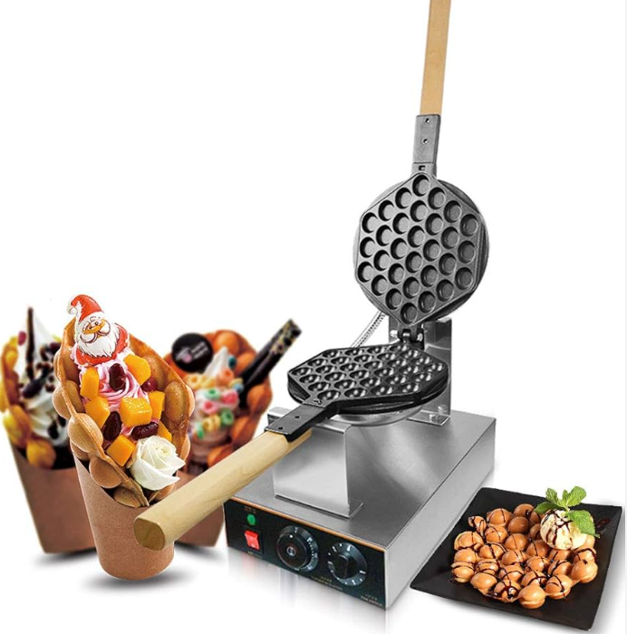  Commercial Rotating Bubble Waffle Machine Making Crepe Cone Non-Stick Cooking Electric Egg Waffle Maker