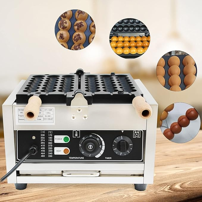 42pcs Commercial Waffle Ball Maker stick Electric Bubble Skewer Waffle Ball Machine