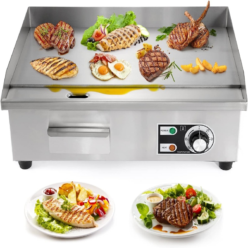 Commercial Electric Griddle Flat Top Grill Countertop Griddle 3000W 110V Stainless Steel Teppanyaki Grill Large Griddles for Restaurant Kitchen