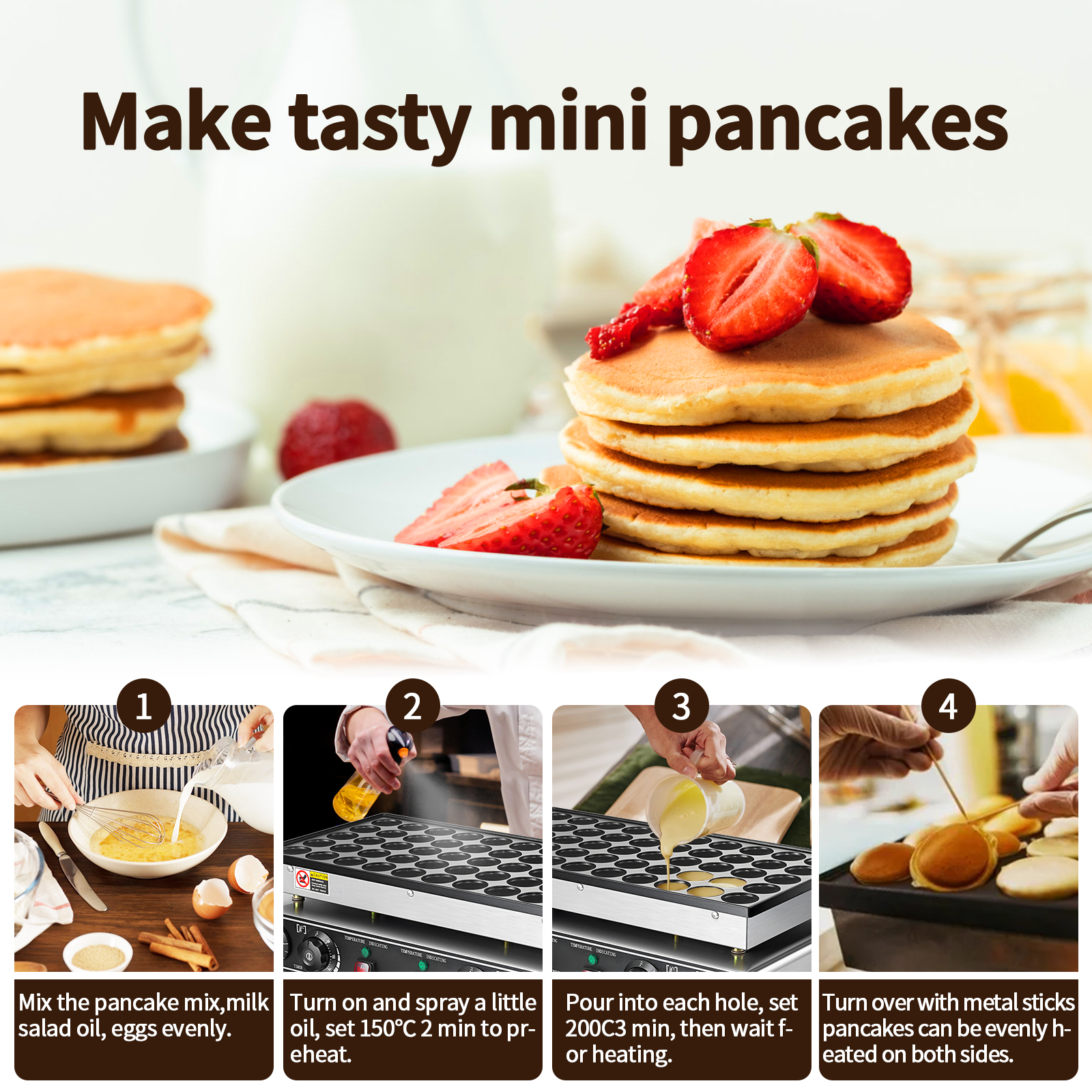 Electric Muffin Maker Pancake Maker Waffle Maker Commercial High Quality 50 Hole Pancake Machine Round Cake Waffle Maker