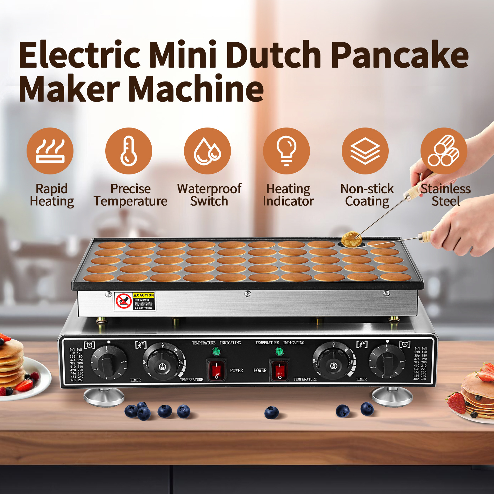 Electric Muffin Maker Pancake Maker Waffle Maker Commercial High Quality 50 Hole Pancake Machine Round Cake Waffle Maker
