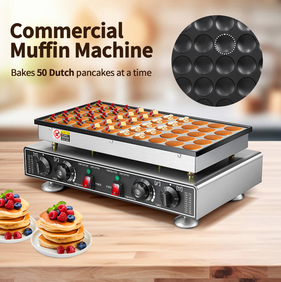 Electric Muffin Maker Pancake Maker Waffle Maker Commercial High Quality 50 Hole Pancake Machine Round Cake Waffle Maker