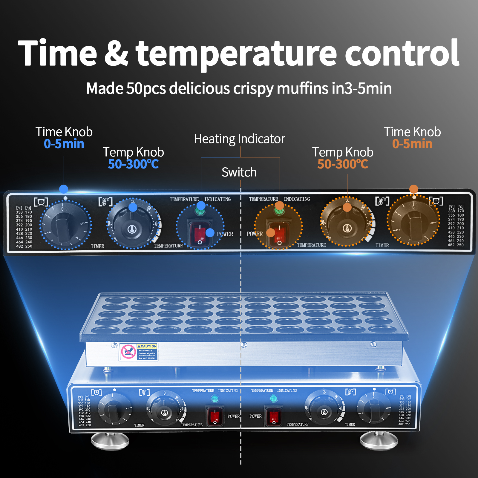 Electric Muffin Maker Pancake Maker Waffle Maker Commercial High Quality 50 Hole Pancake Machine Round Cake Waffle Maker
