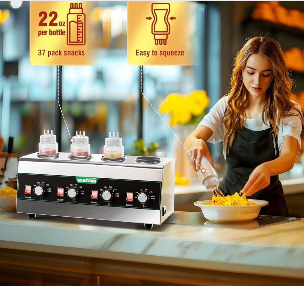 Electric Hot Chocolate Cheese Warmer Machine Sauce Dispenser Maker Sauce Warmer Preservation with Squeeze Bottle