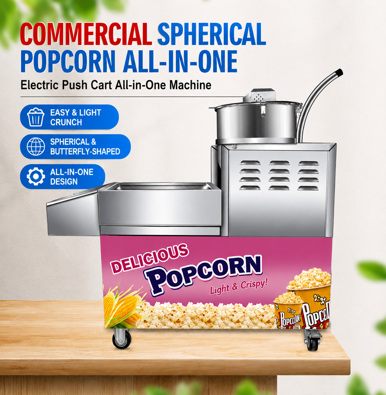 Fully Automatic Electric Gas Popcorn Machine Large Medium Small Popcorn Machines Gas Vertical Popcorn Machines