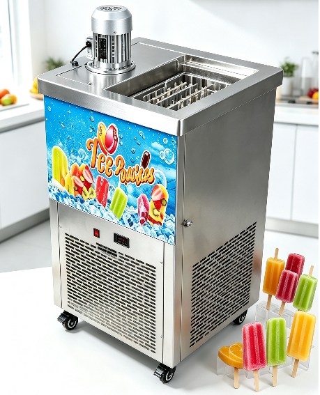 Stainless Steel Popsicle Machine, Automatic Popsicle Making Machine with Mixing Motor, Suitable for Fruit Ice Cream Popsicles